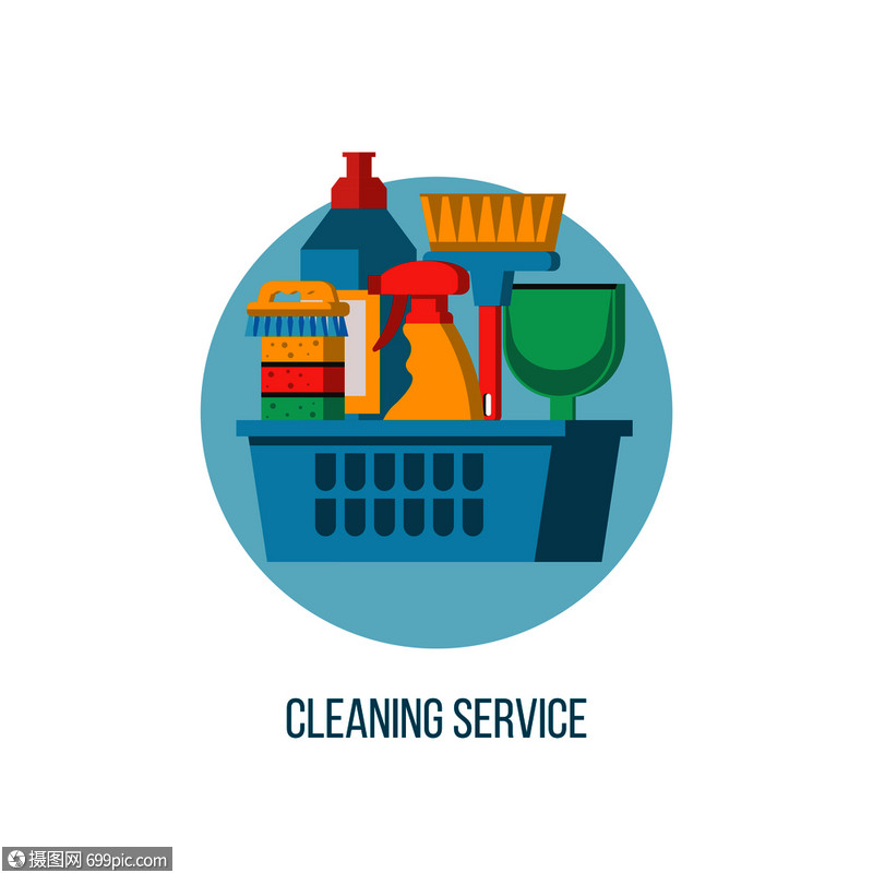 优化清洁服务品牌形象 矢量标志与清洁用品整合设计